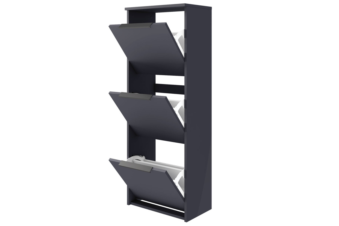Тумба для обуви с 3-мя откидными фасадами ЛаураСерый уголь, фото 2