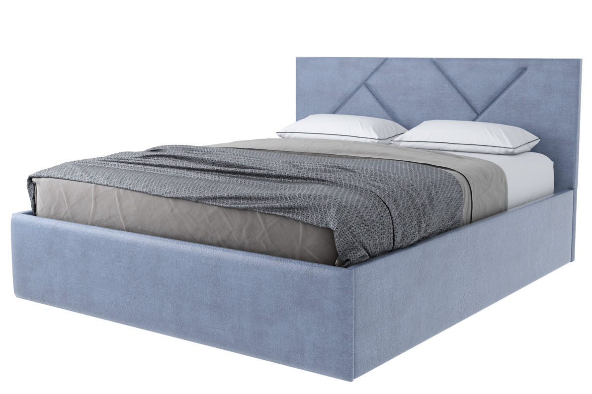 Кровать Лима с подъемным механизмом серо-голубая
