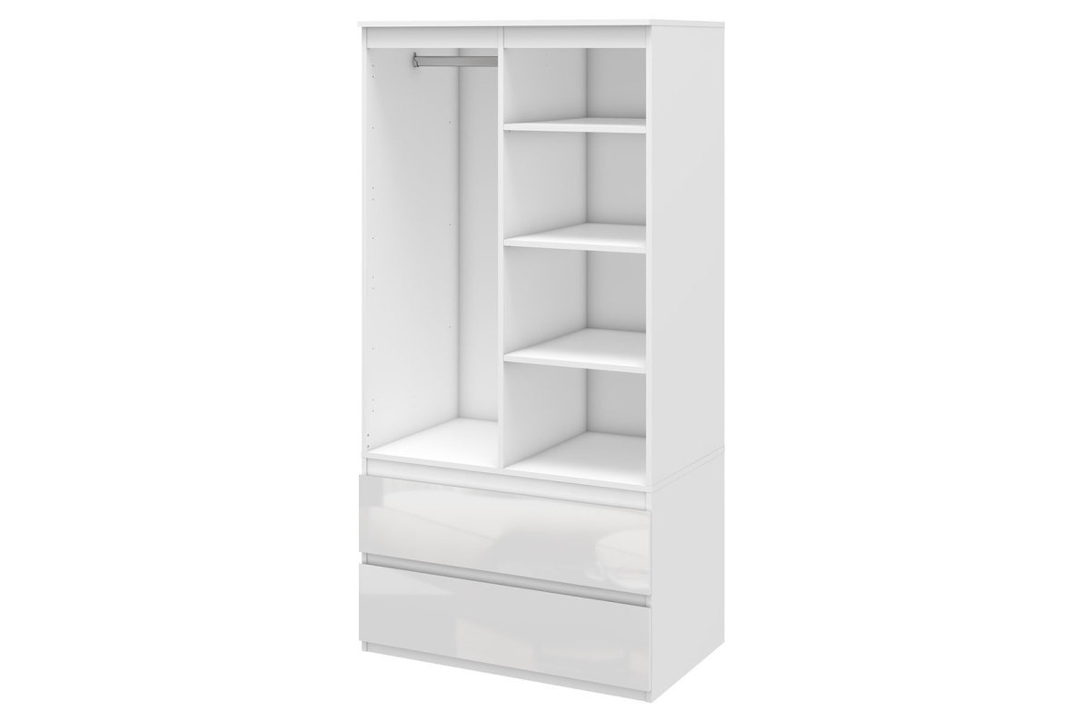 Шкаф 2-х дверный с ящиками, 90 см ЛюксБелый глянец, фото 5