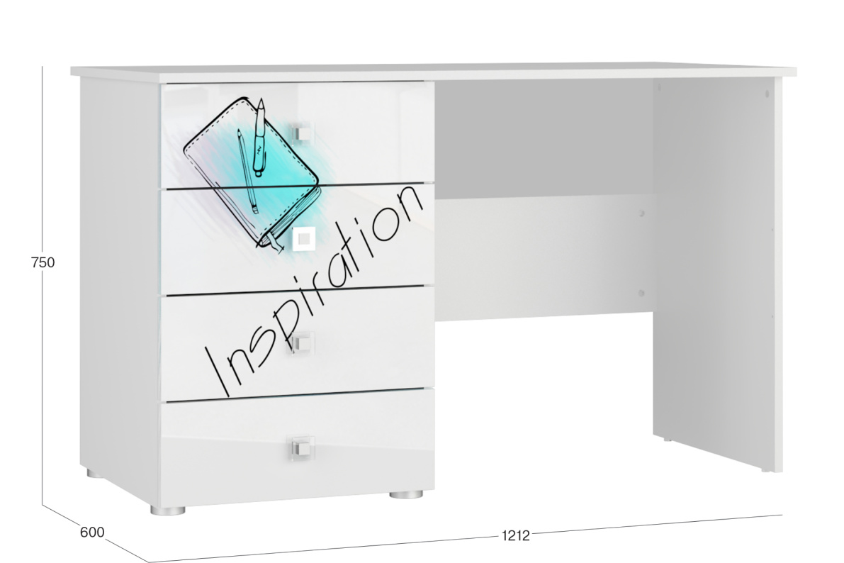Стол письменный Модерн (Modern) СтильБелый глянец, фото 4