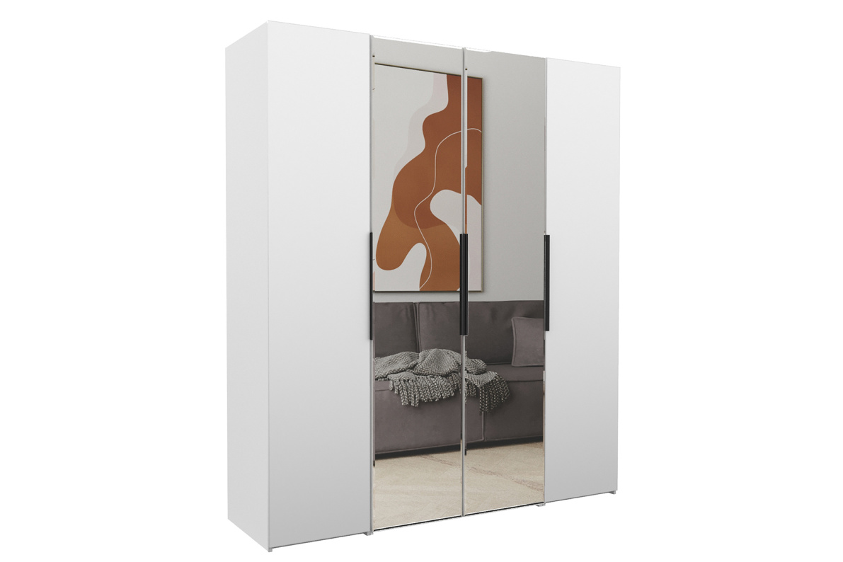 Шкаф 4-х дверный с зеркалом Оскар (компл.11)Белый