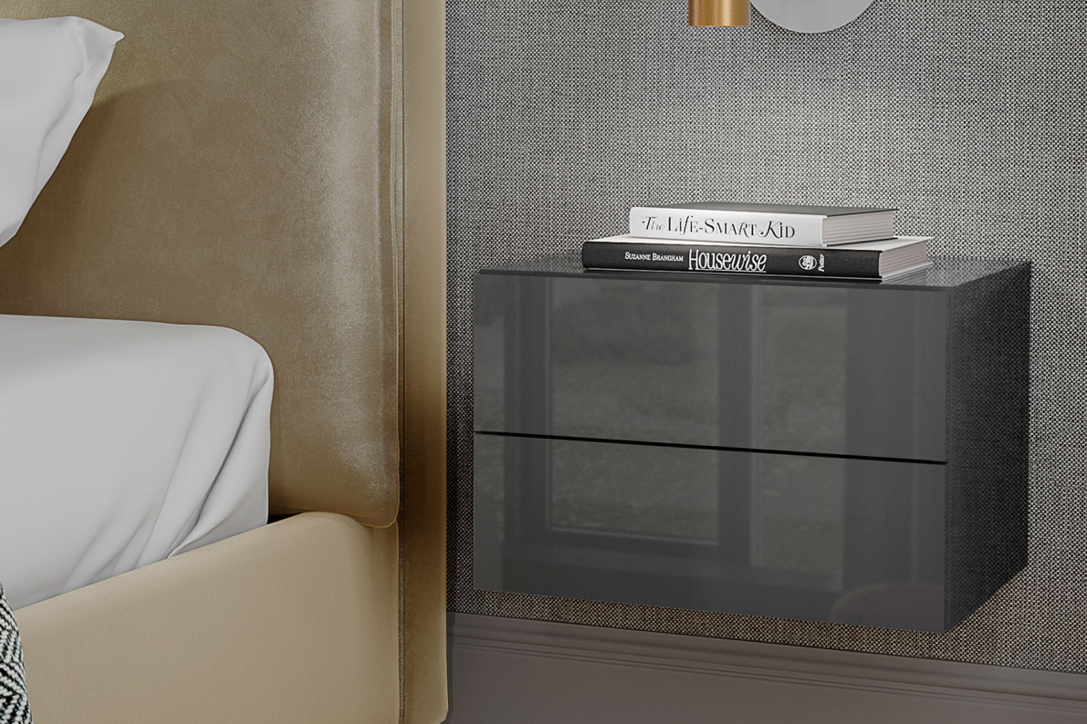 Тумба 2 ящика СатурнГрафит глянец