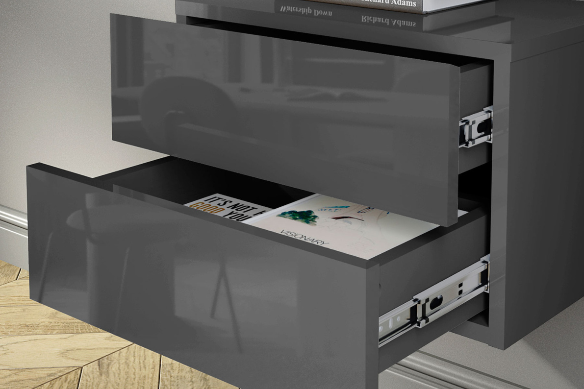 Тумба 2 ящика СатурнГрафит глянец, фото 3