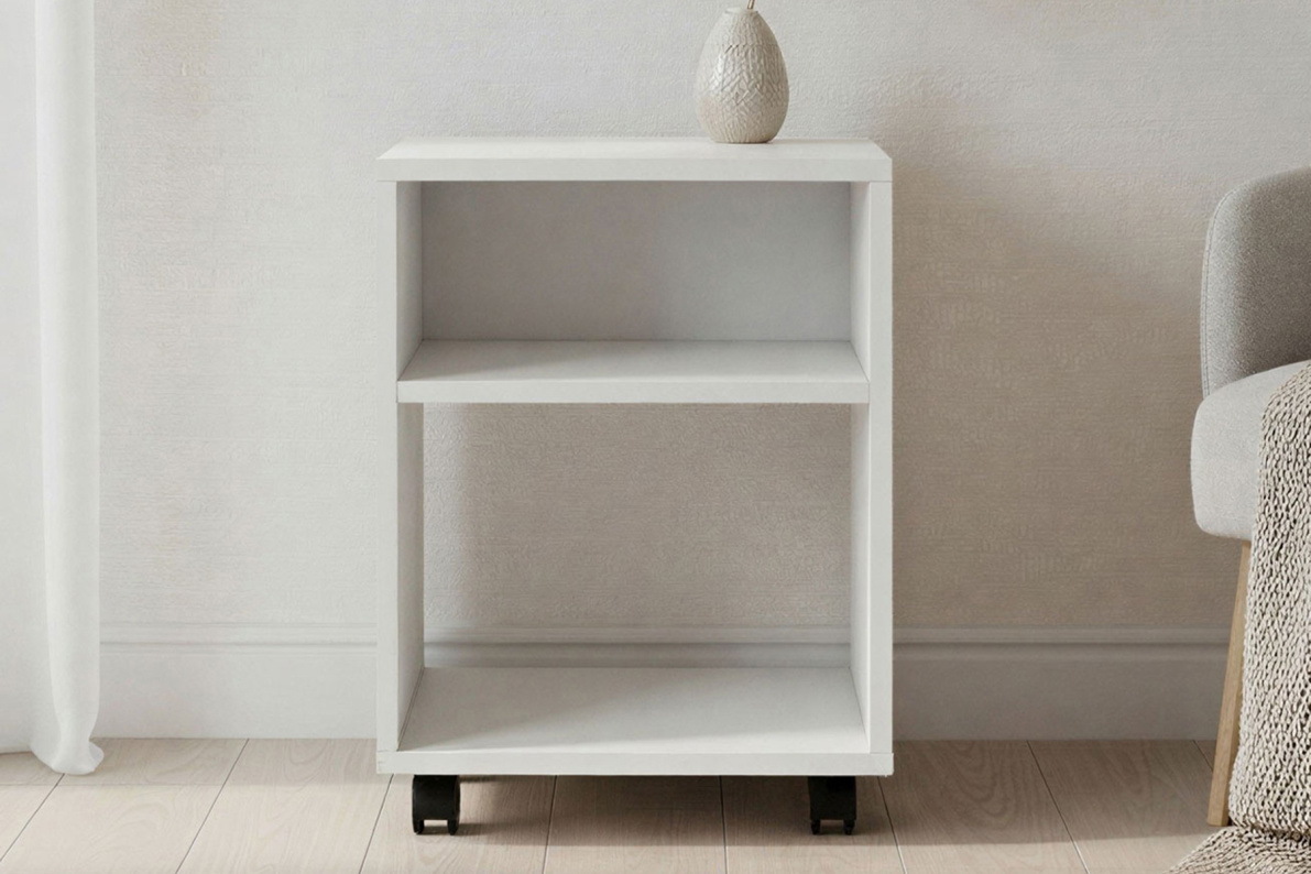 Тумба прикроватная 40х30х50 см с полкой на колёсиках ТевиБелый, фото 2