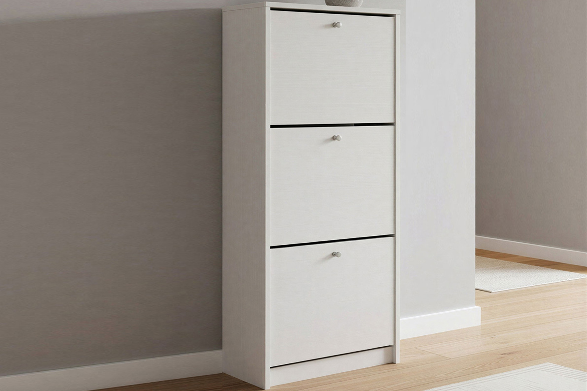 Обувница закрытая 49х28х135 см с тремя отделениями ТевиБелый