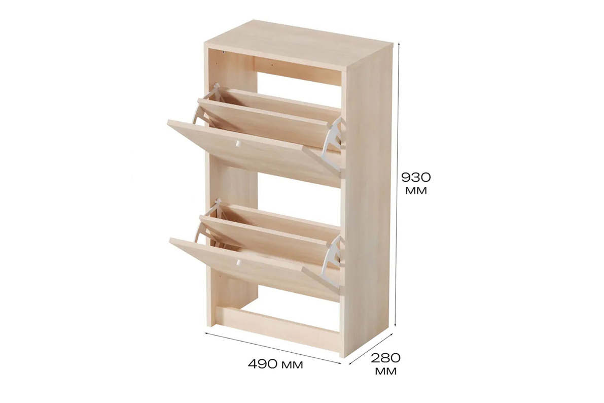 Обувница закрытая 49х28х93 см с двумя отделениями ТевиАкация Лэйклэнд светлая, фото 3
