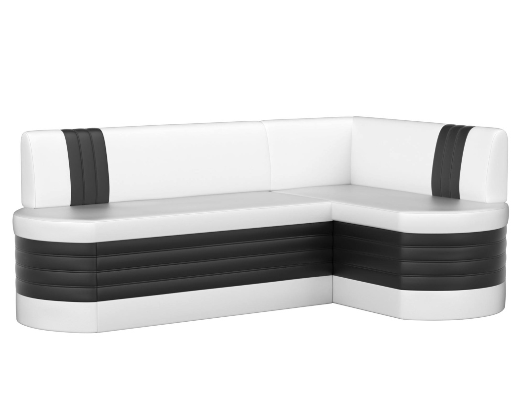 Кухонный угловой диван Токио Правый бело-черный