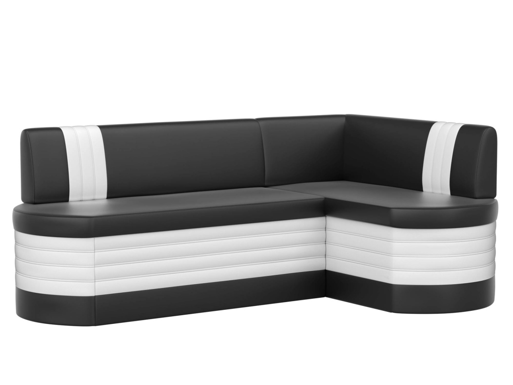Кухонный угловой диван Токио Правый черно-белый